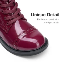 Girls’ Cushioned Side Zipper Perforated Ankle Boots