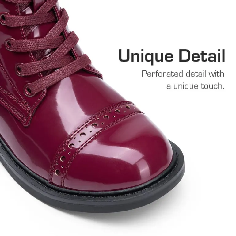 Girls’ Cushioned Side Zipper Perforated Ankle Boots