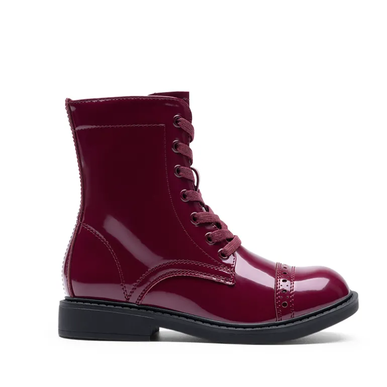 Girls’ Cushioned Side Zipper Perforated Ankle Boots