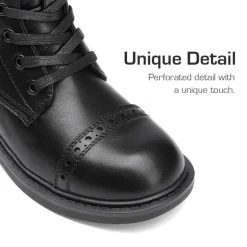 Girls’ Cushioned Side Zipper Perforated Ankle Boots