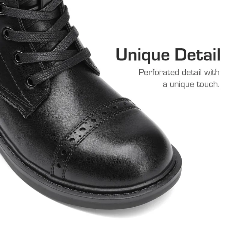 Girls’ Cushioned Side Zipper Perforated Ankle Boots