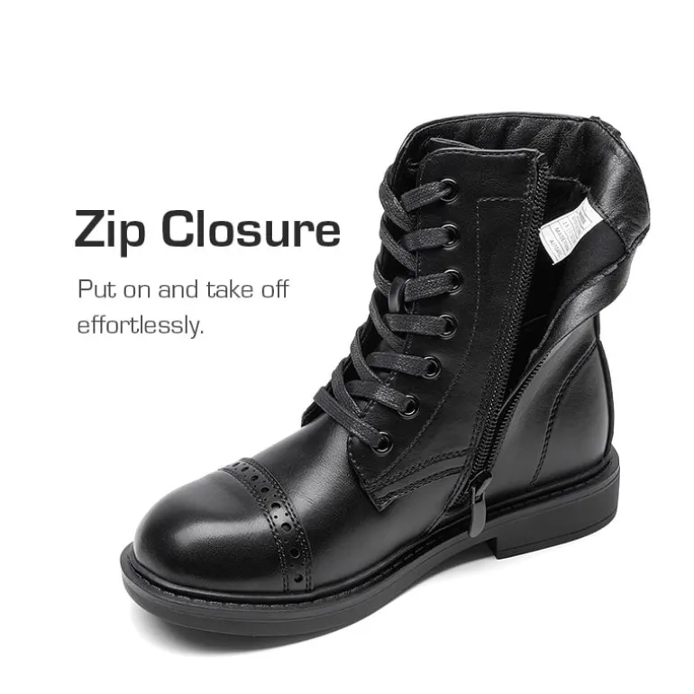 Girls’ Cushioned Side Zipper Perforated Ankle Boots