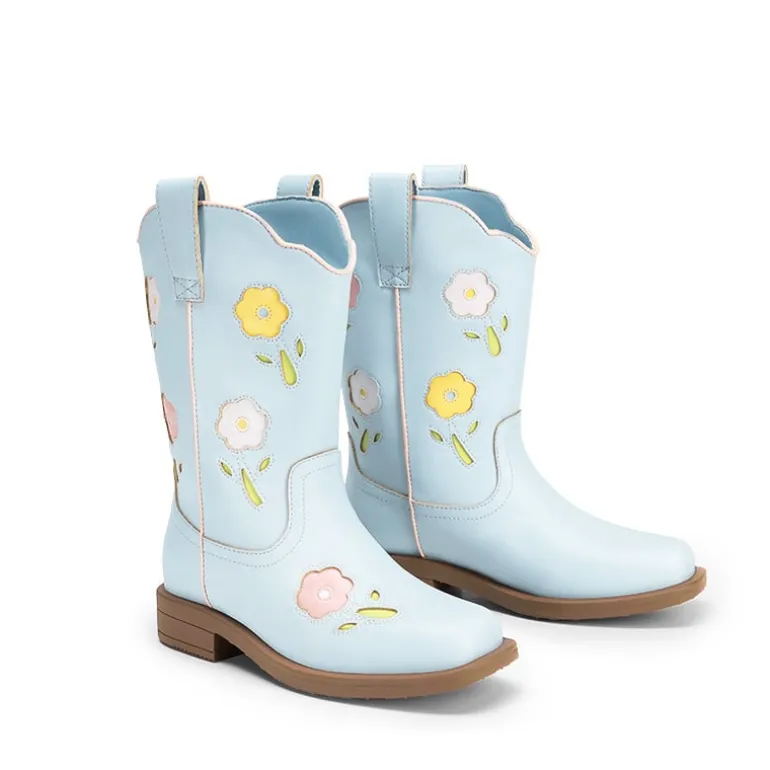Girls’ Durable Slip-On Floral Western Boots