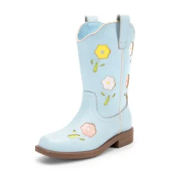 Girls’ Durable Slip-On Floral Western Boots