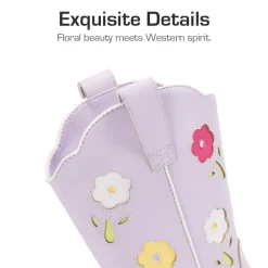 Girls’ Durable Slip-On Floral Western Boots