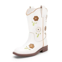 Girls’ Durable Slip-On Floral Western Boots