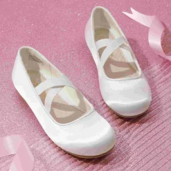 Girl's Elastic Strap Rhinestone Ballerina Flats