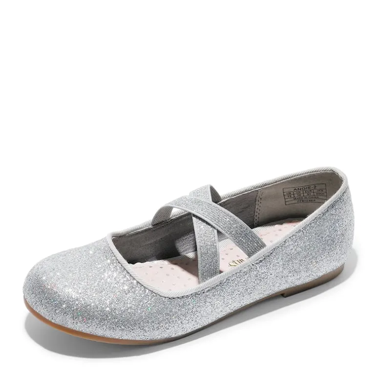 Girl's Elastic Strap Rhinestone Ballerina Flats