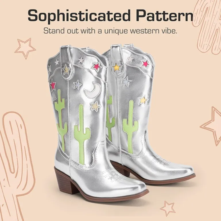 Girls’ Embroidered Western Cowboy Boots