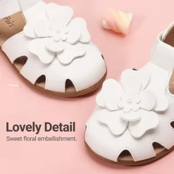 Girls’ Floral Closed Toe Hook-and-Loop Sandals