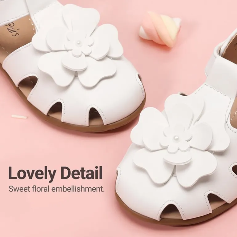 Girls’ Floral Closed Toe Hook-and-Loop Sandals
