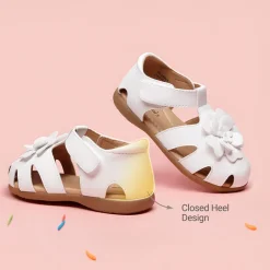 Girls’ Floral Closed Toe Hook-and-Loop Sandals