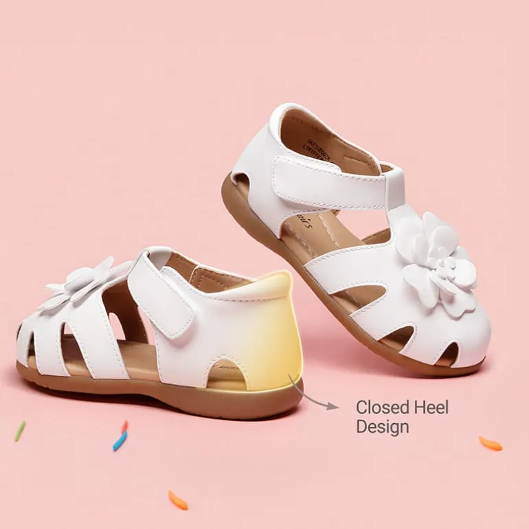 Girls’ Floral Closed Toe Hook-and-Loop Sandals
