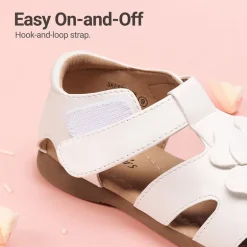 Girls’ Floral Closed Toe Hook-and-Loop Sandals