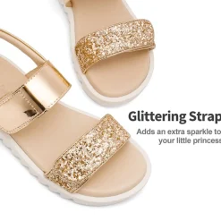 Girls Glittering Strap Flat Sandals