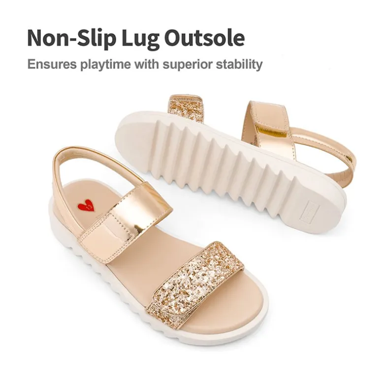 Girls Glittering Strap Flat Sandals