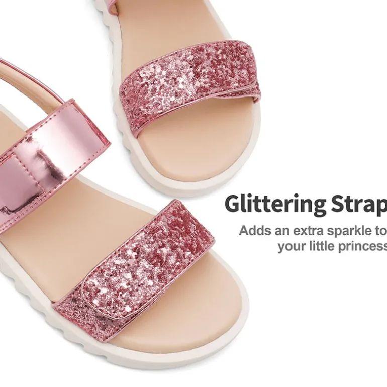 Girls Glittering Strap Flat Sandals