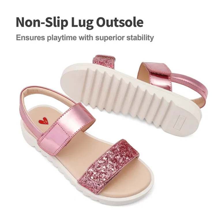 Girls Glittering Strap Flat Sandals