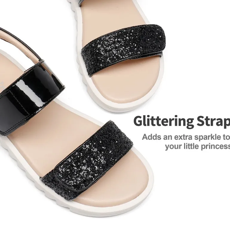Girls Glittering Strap Flat Sandals