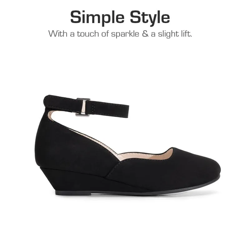 Girls’ Glitter Strap Comfort Pumps