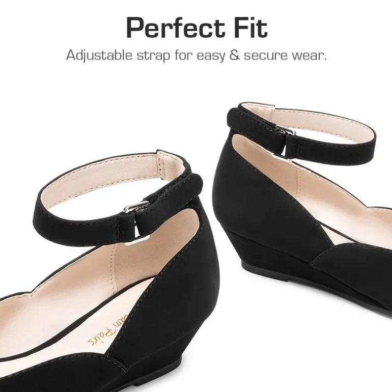 Girls’ Glitter Strap Comfort Pumps