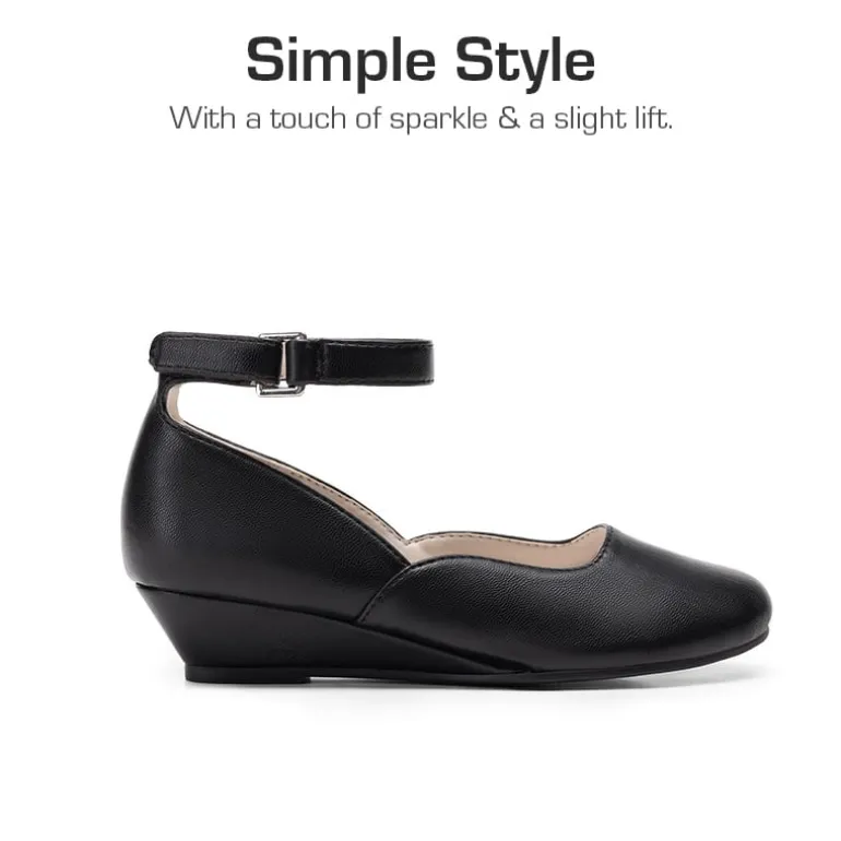 Girls’ Glitter Strap Comfort Pumps