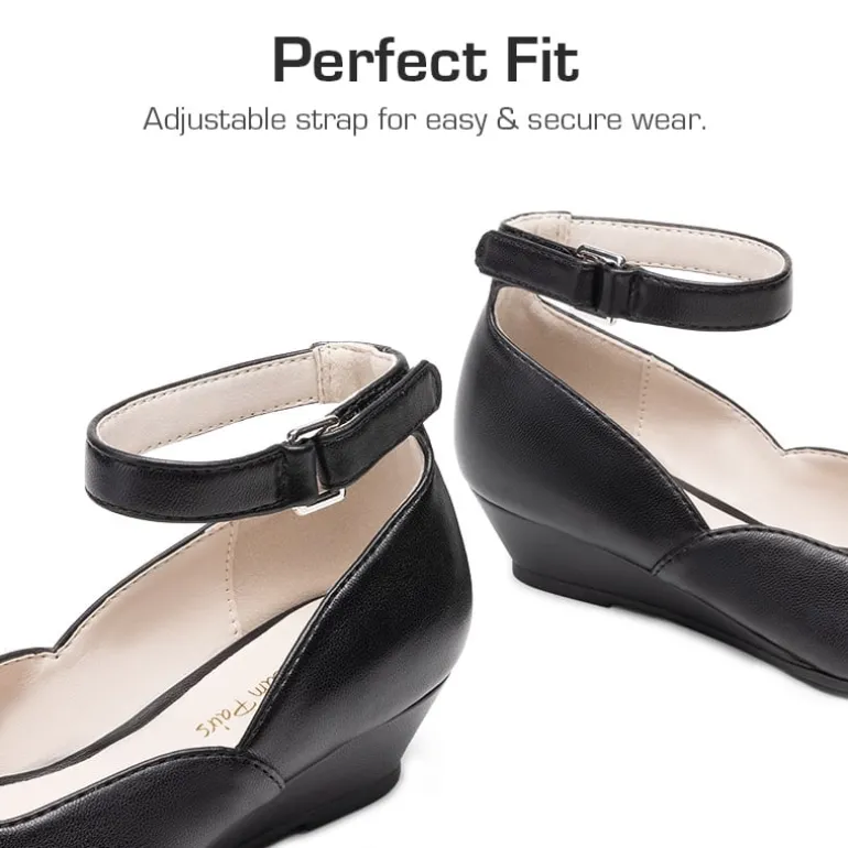 Girls’ Glitter Strap Comfort Pumps