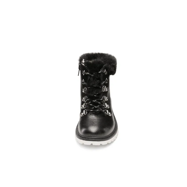 Girls' Lace-Up Faux Fur Ankle Boots