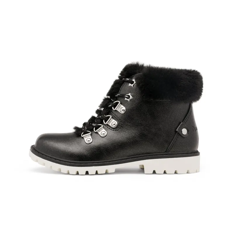 Girls' Lace-Up Faux Fur Ankle Boots
