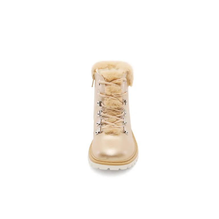 Girls' Lace-Up Faux Fur Ankle Boots