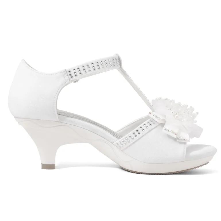 Girls Low Heel Glitter Pump Sandals