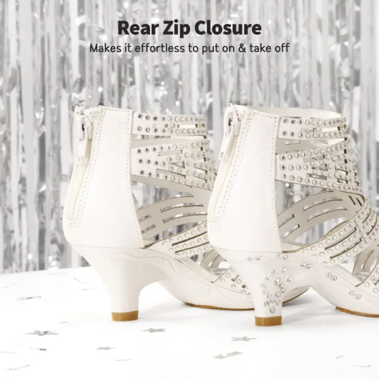 Girls Low Heel Rhinestones Sandals