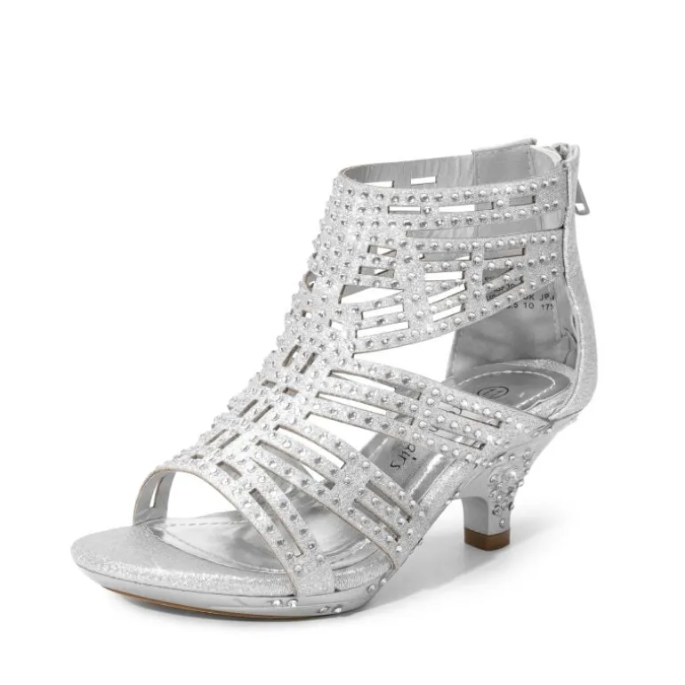 Girls Low Heel Rhinestones Sandals