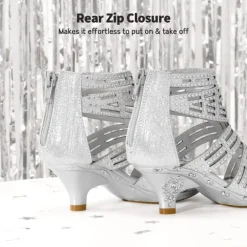 Girls Low Heel Rhinestones Sandals