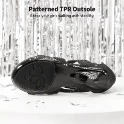 Girls Low Heel Rhinestones Sandals