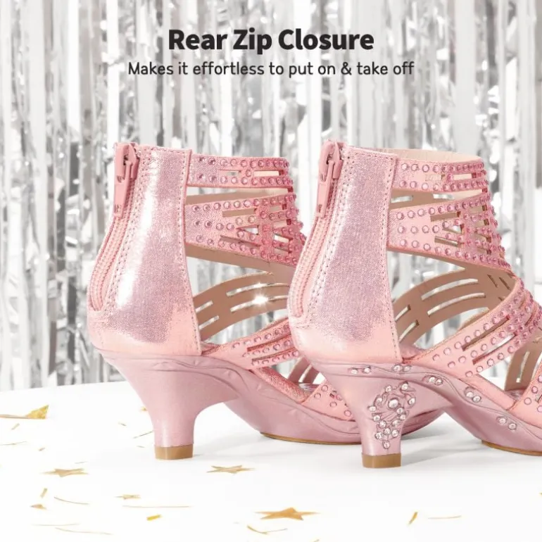 Girls Low Heel Rhinestones Sandals