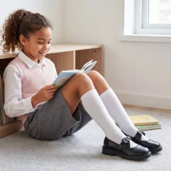 Girls' Mary Jane Bowknot Shoes with Hook-And-Loop Strap