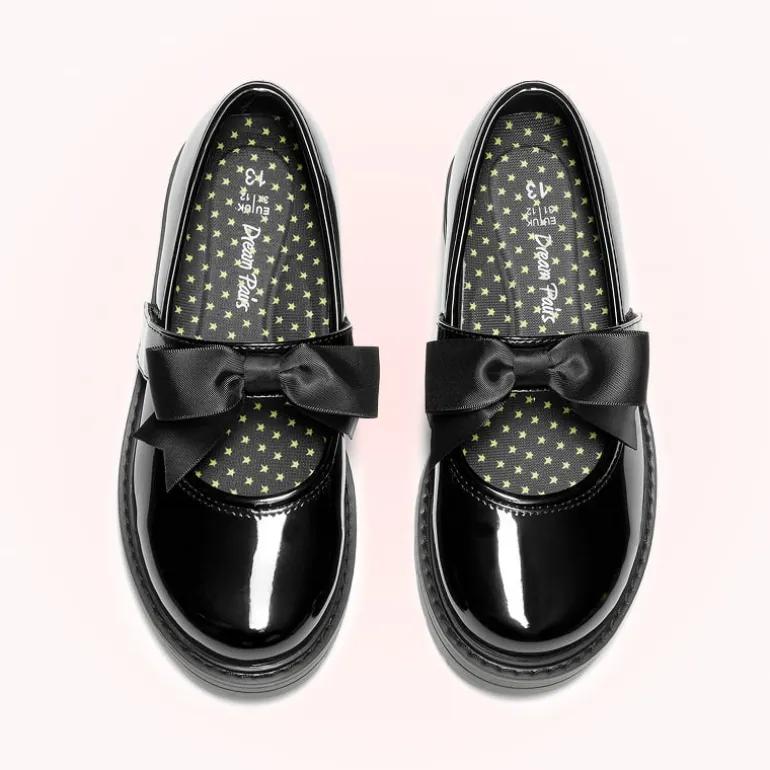 Girls' Mary Jane Bowknot Shoes with Hook-And-Loop Strap