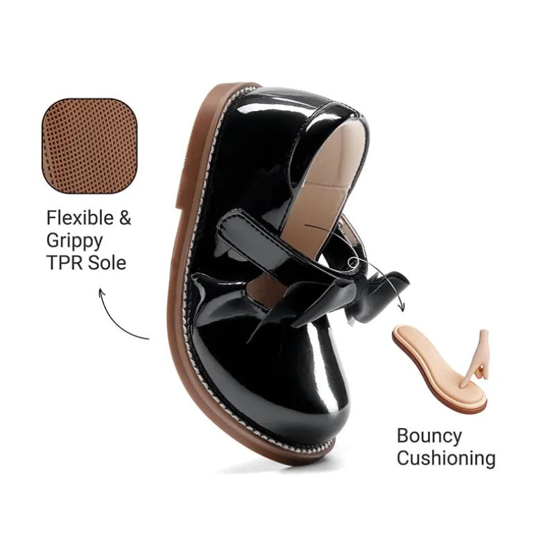 Girl's Mary Jane Dress Shoes with Removable Bow