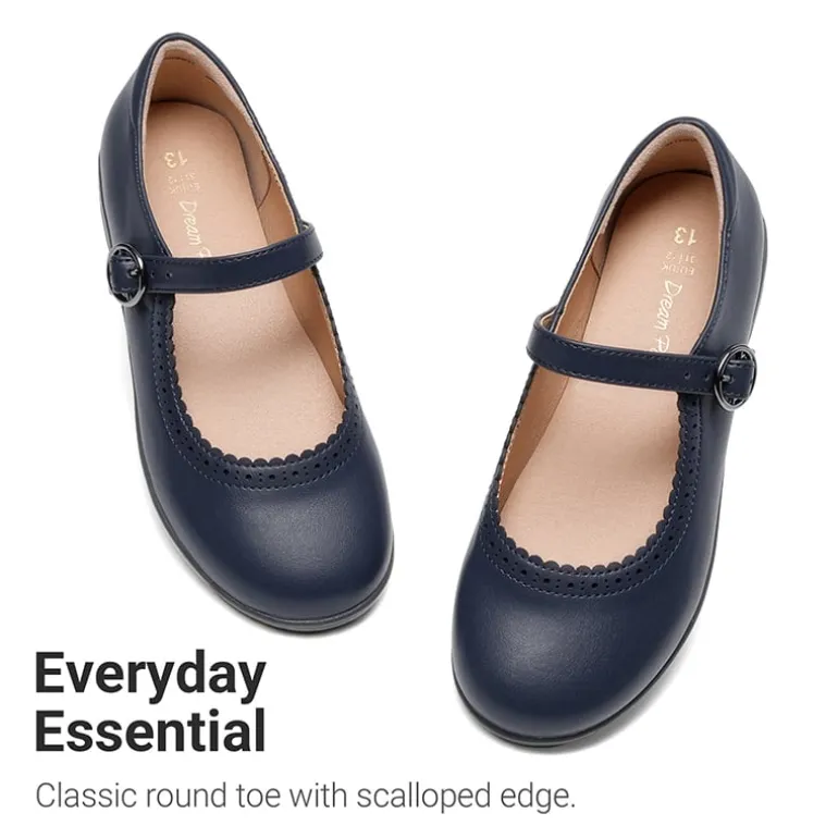 Girls' Mary Jane Flower Edge Dress Shoes