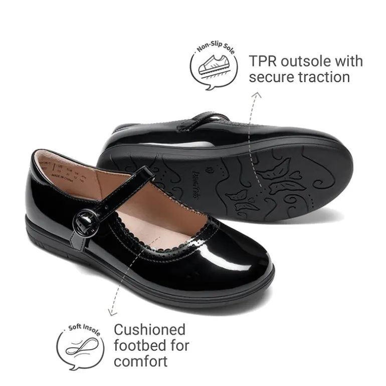 Girls' Mary Jane Flower Edge Dress Shoes