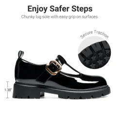 Girls' Mary Jane T-Strap Dress Shoes with Arch Support