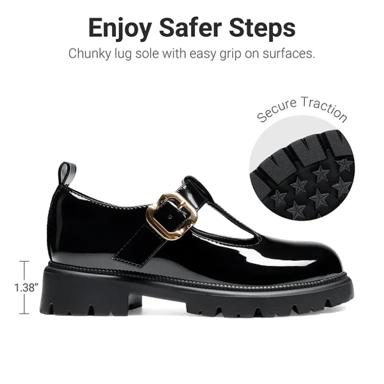 Girls' Mary Jane T-Strap Dress Shoes with Arch Support