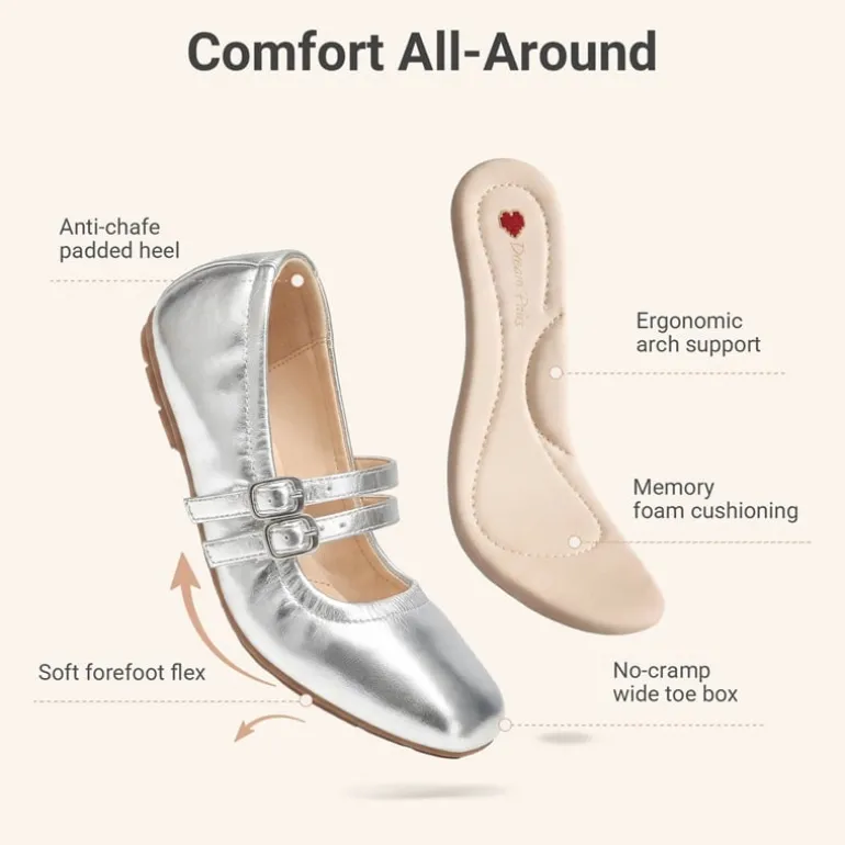 Girls’ Memory Foam Dress Flats with Arch Support