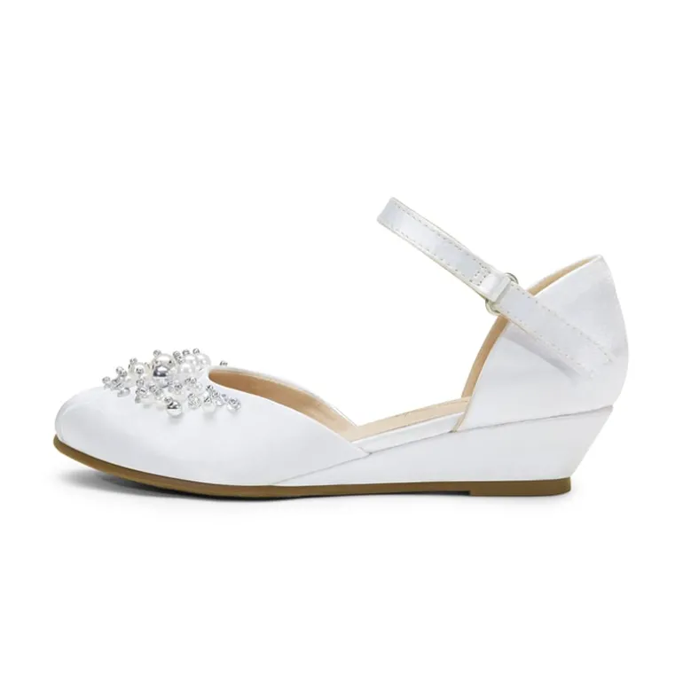 Girls Pearl Low Wedge Shoes