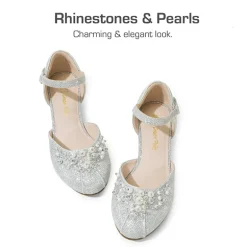 Girls Pearl Low Wedge Shoes