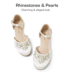 Girls Pearl Low Wedge Shoes