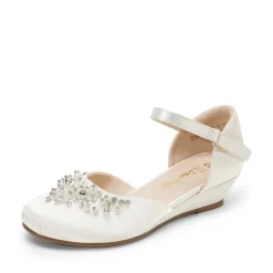 Girls Pearl Low Wedge Shoes