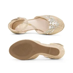 Girls Pearl Low Wedge Shoes