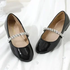 Girls’ Pearl & Rhinestone Mary Jane Flats